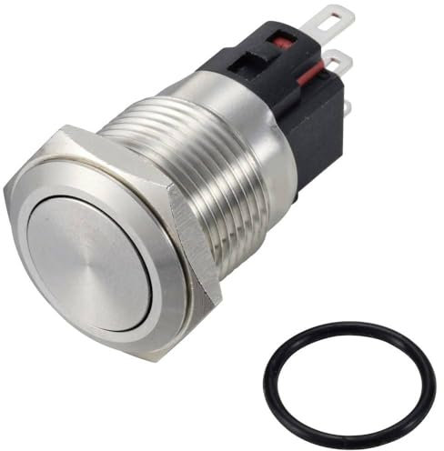 TRU Components TC-12647484 Druckschalter, 250 V/AC, 3 A, 1 x OFF/(ON), IP65, zum Aufhängen, Messing, verchromt, 1 Stück