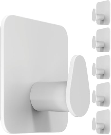 4smile Portasciugamani ovali, senza fori, set da 6 pezzi, bianco