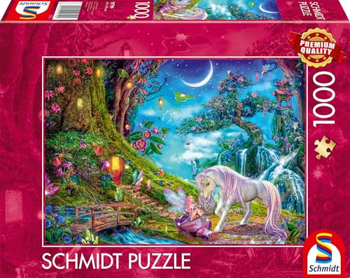 Schmidt Spiele 59790 Wo Sich Einhorn und Elfe Gute Nacht Sagen, 1000 Teile Puzzle