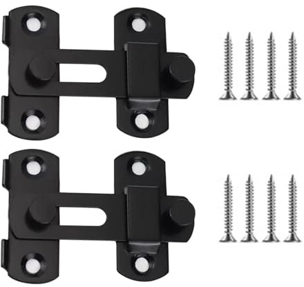 2 Stück Schiebeschloss Türriegel, Edelstahl Riegelschloss, Schwarz Flip Latch mit Fester Schraube, Kleiner Torriegel, Sicherheitstürriegel, Schieberiegel für Haus Hof Garten Badezimmer Schuppen