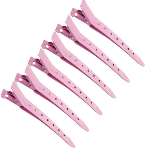 Pince Crocodile Cheveux 24 Pièces, Pinces Cheveux 3.5 Inch, Pince Coiffure en Métal, Pince Bigoudis Cheveux Professionnelles Antirouille avec Trous, pour Coiffure DIY pour Femmes et Filles (Rose)