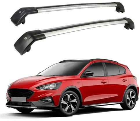 FGMSSOUG Dachgepäckträger-Querträger Kompatibel für Ford Focus Active Hatchback 2019 2020 2021, Aluminium-Auto-Querträger Dachgepäckträger-Taschenkorb Gepäck Kajak Kanu Fahrrad