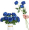 RHQFDM 12 Pezzi Rose Artificiali,51cm Rose Finte per Decorazioni,Fiori Artificiali di Seta,Rose Artificiali Realistiche,Rose Finte per Decorazione Della Casa,Giardino e Matrimonio(Blu)