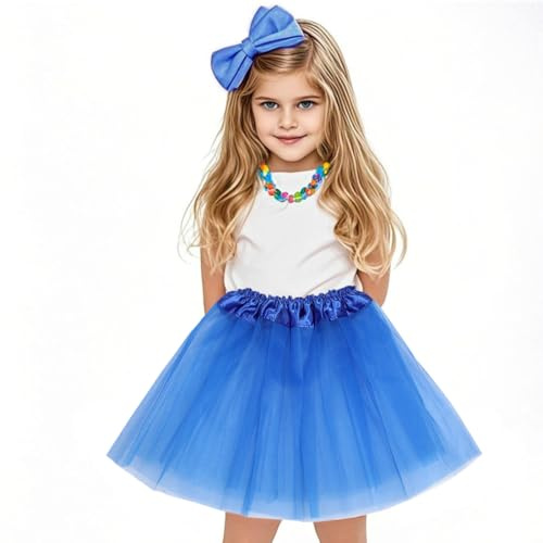 OQKAHIV 1 Piezas Falda de Tul para Niñas, Falda tutú Princesa, Faldas de Baile de Ballet de Tul 3 Capas, Falda de Tutú de Princesa para Niños, Falda de Ballet, para Fiesta de Cumpleaños (Azul real)