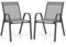 COSTWAY 2er Set Gartenstühle stapelbar, Stapelstühle aus Textilene und Metallgestell, Terrassenstühle mit Armlehnen, Balkonstühle bis 150 kg belastbar, 56 x 70 x 84 cm, Grau