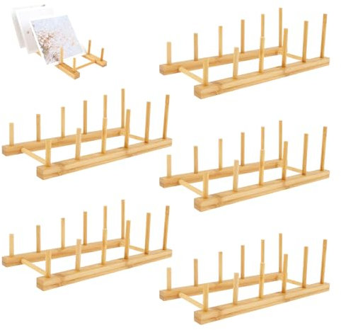 5Pcs Wooden Puzzle Display Stand Jigsaw Holder Rack Hold up to 10 Sets Non-skidding Puzzle Shelf Storage Organizer Multifunctional Kitchen Dish Rack for Puzzles, Books, Crafts Collection Lovers