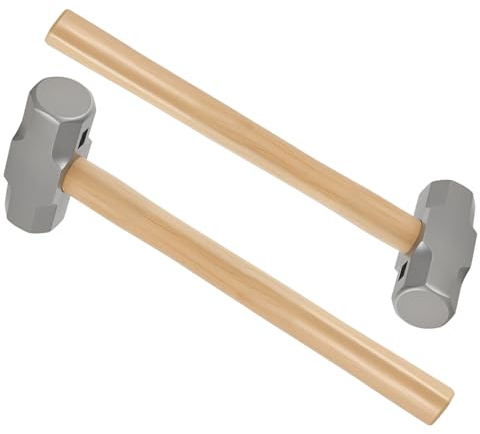 CHUENHEI 2 Stück 2000g Fäustel Hammer mit Holzgriff, 38cm Lang Vorschlaghammer 2kg, Sledge Hammer Abbruchhammer für Abbrucharbeiten, Pfahlschlagen, Betonbrechen