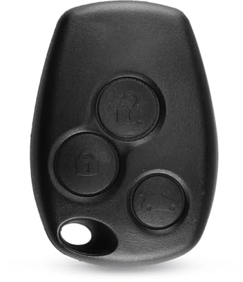 Carcasa de Llave sin Hoja Compatible con Renault Clio, Twingo, Megane. | Válido para Laguna, Kangoo y Dacia Logan, Sandero, Duster, Lodgy, Mando a Distancia Coche con zócalo Pila (3 Botones, 9x3mm)