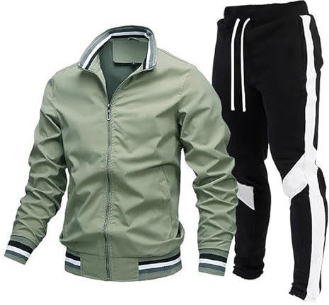 Generisch Jogginganzug Herren Winter Herren-Trainingsanzug 2024, 2-teiliges Outfit, lässiges Kontrast-Sport-Jogging-Trainingsanzug-Set Anzug Herren Klassisch