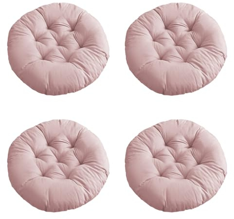 Yunlaishaocer 4er Set Sitzkissen Rund, Stuhlkissen 40x40cm, Sitzpolster Outdoor & Indoor, Auflagen für Gartenstühle, Bürostuhl, Balkonstuhl (Grau Rosa)