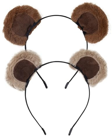 Lot de 2 bandeaux à oreilles d'ours mignons en peluche pour le maquillage, le lavage du visage, les fêtes, les déguisements