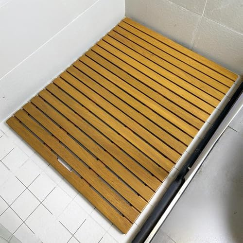 Massive Teakholz Duschmatte rutschfest mit Abflusslöchern für Bad und Spa