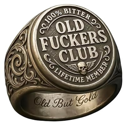 Old Fuckers Club Ring,Vintage Stainless Steel Personalized Ring,Men Women Adjustable Funny Creative Unique Fashion Rings for Gifting Pals Who Love Bold Accessorie