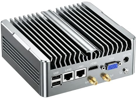 NORQIN Mini PC Industriel Fanless,Ordinateur Industriel Core i5-8250U | Windows 11 Pro,2LAN Gigabit,2COM RS232,HDMI+VGA 4K,6USB,Auto Power on & Wake-on-LAN,Boîtier Métallique(8Go RAM 256Go SSD)