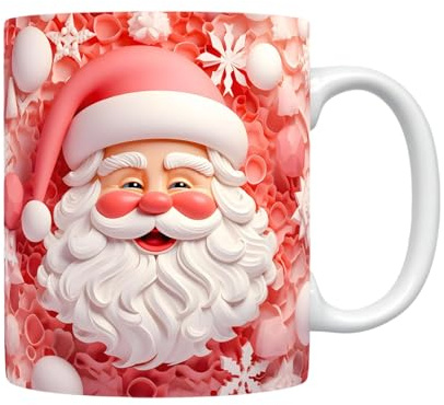 jiingekk 1 taza de cerámica pintada a mano de Papá Noel, para cacao, té y decoraciones navideñas, tazas de primera calidad