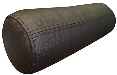 Quattro Meble Dunkelbraun Echt Leder Nackenrolle Nackenkissen Lederkissen Sofa Dekokissen Rindsleder Kissen Kopfstützen Kopfkissen Durchmesser 15cm (60cm x D-15cm)