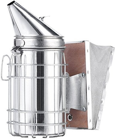 Delaman Bienenstock Raucher Edelstahl-Imker-Raucher mit Hitzeschild-Schutz-Brett, Imkerbedarf