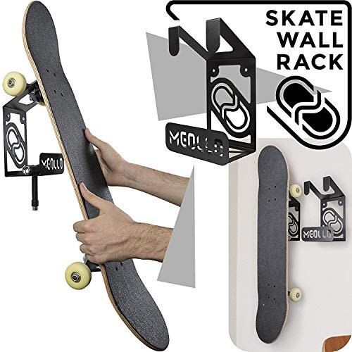 Support Mural Rangement pour Skateboard (100% Acier) (2 X Noir)