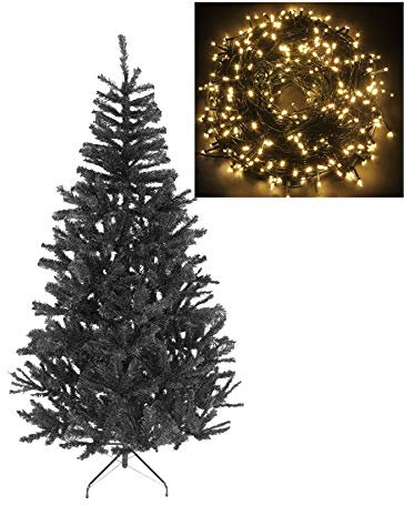 SHATCHI Alaskan Tannenbaum-Dekoration, Größe 240 cm, mit 500 warmweißen LED-Lichtern (separat), 240
