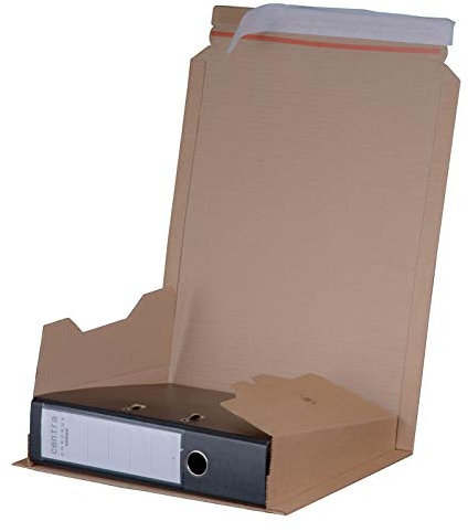 KK Verpackungen® Ordnerversandverpackung | 160 Stück, 320x285x35-80mm, Ordnerverpackung mit Selbstklebeverschluss in Braun | Ordner-Versandkartons mit Aufreißfaden & für untersch. Rückenbreiten