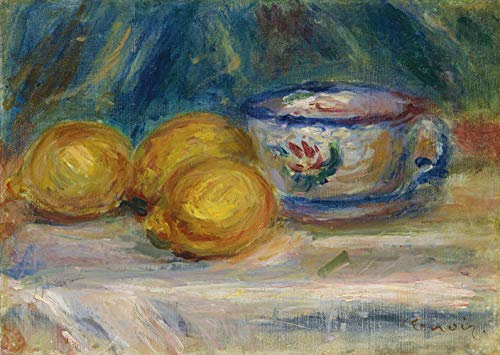ColorfulStream Pierre-Auguste Renoir Natur-Morte, Trois Citrons et Une Tasse, 100 % handgemalt, Öl-Reproduktion (ungerahmt und ungedehnt), Maße: 91,4 x 66 cm