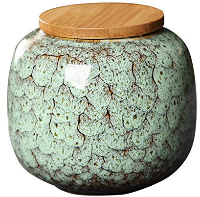 XUDREZ Tea Storage Containers Airtight Tea Caddy Tins, Ceramics Canister Sealed Porcelain Storage Jar for Seed/Coffee and More (Green)