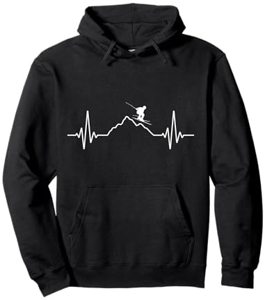 Herzschlag Skifahrer Berge EKG Skifahren Puls Wintersport Pullover Hoodie