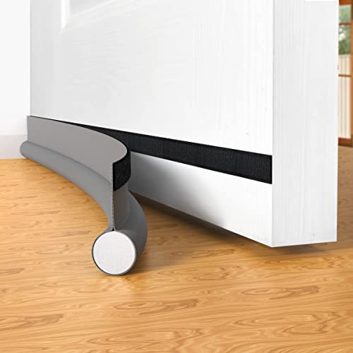 Door Draft Stopper Bottom One Sided Door Draft Blockers，37 Cutable Under Door Draft Blocker Insulator Door Sweep Weather Stripping Soundproof，Fits for Interior／Exterior Doors，1 Pack,Gray