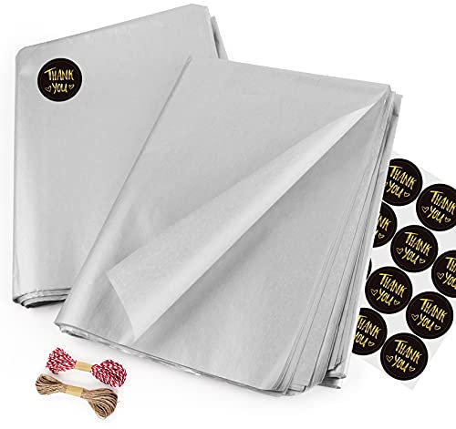 Sweelov Seidenpapier 50 Blatt 50 x 70cm Silber bastelpapier Papier Transparentpapier zum Pompoms Verpacken Tischdeko DIY,Kartengestaltung, Dekorieren