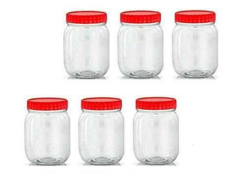 AFSUK Plastic Storage Jar 6 x 500ml With Screw Top Lids Airtight Food Storage Containers BPA Free For Kitchen, Herb, Spices, Sweets Clear Canister pots