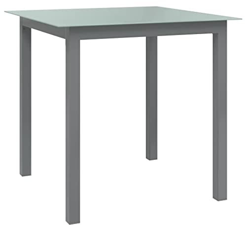 vidaXL Gartentisch Terrassentisch Gartenmöbel Esstisch Garten Tisch Balkontisch Glastisch Outdoor Hellgrau 80x80x74cm Aluminium Glas