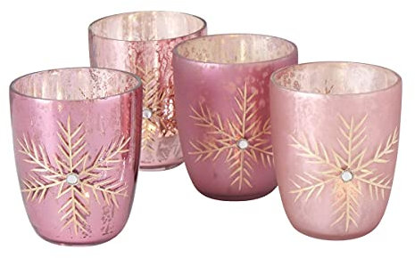 Boltze 2013492 Windlicht Corfe rosa 9 cm Sortiert (1 Stück)
