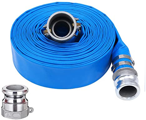 3,8 cm x 30,5 m PVC-Entladungsschlauch mit Aluminium-Camlock-C- und E-Armaturen, Nockenschloss-Armatur, Typ A im Lieferumfang enthalten, robuster, verstärkter Pumpen-Rückspülschlauch