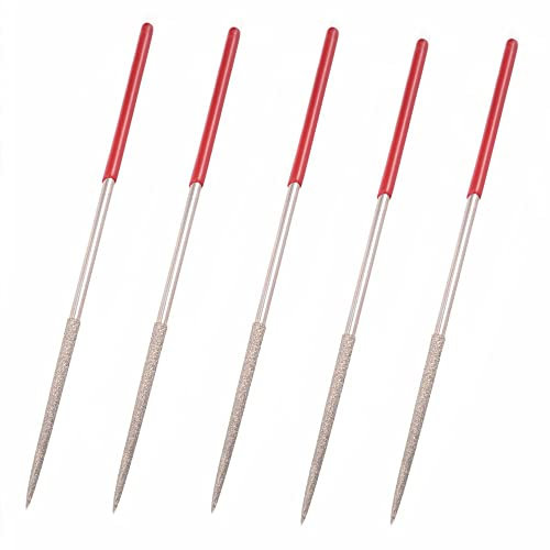 Lot de 5 limes aiguilles rondes diamant pour verre, carrelage, pierre, métal (140 mm)
