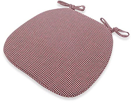 Yadlan Stuhlkissen Landhausstil mit BäNdern,Sitzkissen 40x40 4er Set, Stuhlauflagen KüChenstuhl Waschbar, Stuhlkissen Halbrund für Sessel, Vintage Leinen Sitzpolster Esszimmerstuhl Rot