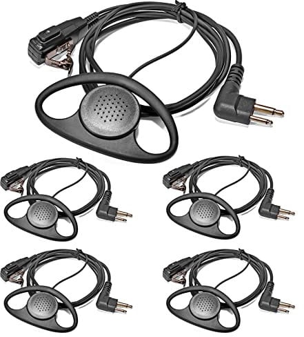 HYSHIKRA D Shape Radio Earpiece, Microphone with PTT Headset Compatible for Motorola CP040 CP200 GP300 DP1400 CLS1110,CLS1410 Walkie Talkie (5 Pack)