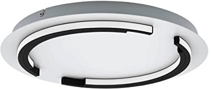 EGLO LED Deckenlampe Zampote, runde Deckenleuchte, dimmbare Wandlampe aus Stahl, Aluminium und Kunststoff in Weiß und Schwarz, Lampe Decke für Küche und Flur, warmweiß, Ø 42 cm