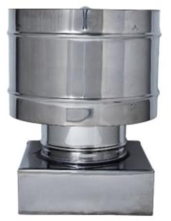 Comignolo Terminale Circolare 4 Venti Per Canna Fumaria Su Base Quadrata In Acciaio Inox per camino, stufa o caldaia (25 X 25 CM, Ø 200 mm)