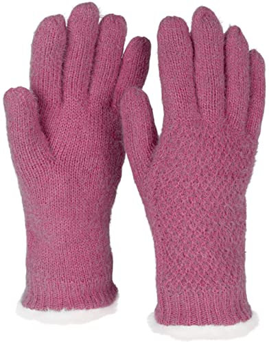 styleBREAKER Damen warme Winter Handschuhe mit Reiskorn Muster und Fleece, Thermo Strickhandschuhe, Fingerhandschuhe 09010040, Farbe:Pink