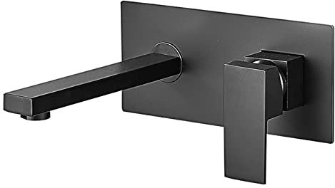 FNNEMG Wasserhahn Bad, Unterputz-Wandarmatur Aus Feinem Kupfer, Split-Wasserhahn-Set, Warm- Und Kaltmischbatterie, Einhebelmischer Waschbecken, Armatur Waschbecken(Schwarz)