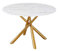 WORKOME HAPPY WORK * HAPPY HOME Mesa Comedor, Cocina, Oficina, Base metálica Tubular con Acabado epoxi, Tapa de Cristal Templado, 120 cms de diámetro (Gold)