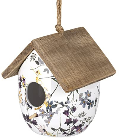 Deko Vogelhaus Blütenzauber mit Holzdach | Dekohänger | Haus Garten | 17x16 cm
