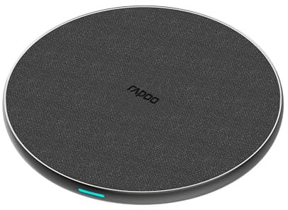 Rapoo XC160 kabelloses 15W Induktionsladegerät für Smartphone, Ladegerät für iOS und Android (z.B. iPhone, AirPod, Samsung), flach, Qi-Laden, Schnellladen, Überladeschutz, grau