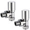 NRG Manual Valves Angled Round Head Chrome Towel Rail Designer Radiator Valves One Pair