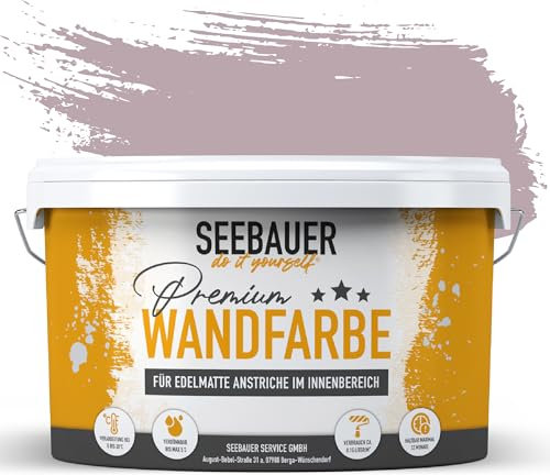 SEEBAUER diy Wandfarbe Lila 10L für Innen (No. 957 Plum Cake) Edelmatte lila Innenfarbe - Violetttöne sehr hohe Deckkraft - Matt, Abwaschbar und Tropffrei