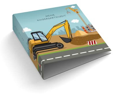 Ringordner/Ordner | Wunschtext bedrucken lassen | Design Baustelle | Mit/Ohne Griffloch | für DIN A4 | personalisiert | 7,4 cm breit | Bagger (Mit Griffloch)