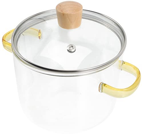 ERINGOGO Glass Pots for Cooking on Stove - 1.6L/53oz Clear Pot and Pan with Lid, Glass Saucepan with Cover, Stovetop Cooking Pot Glass Simmer Pot for Noodle, Soup