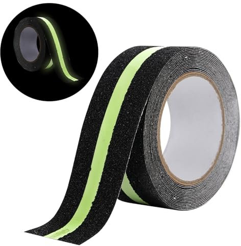 PAITOK Anti Slip Grip Tape Glow in Dark,Non Slip Adhesive Stair Safety Tape High Traction Grit Non Slip Pad Luminous Abrasive Tape for Stairs Steps Decking Indoor Outdoor(5cm x3m)