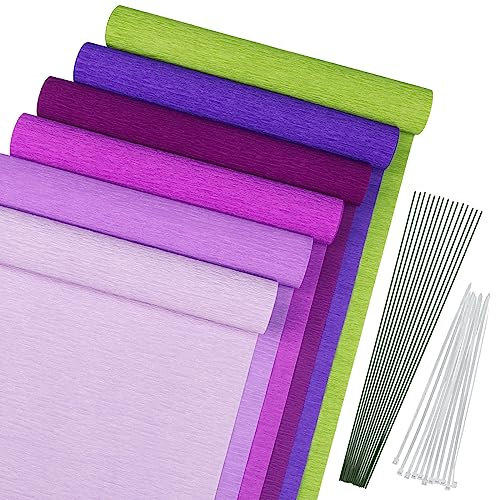 Crep Flores de Papel, MicButty 6 Rollos De Papel Crepé, Papel Crepé Arcoíris 6 Colores, Papel Crepé Multicolor Con Corbatas15 Cm,Cable 25 Cm para Decoración Varios Cumpleaños,Fiestas,Bodas,Festivales