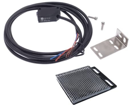 Reflektor-Lichtschranke 12 bis 24 Volt DC - Ausgang NPN Reflexions-Lichtschranke Lichtschranke mit Spiegel IR-Lichtschranke bis zu 2 Meter NC/NO(Reflektorlichtschranke- 2 Meter - NPN - E3Z-R61)